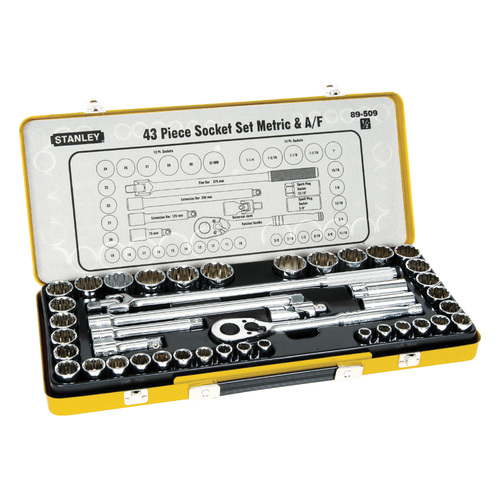 STANLEY® Socket Set 1/2" Drive Met/AF 43Pc