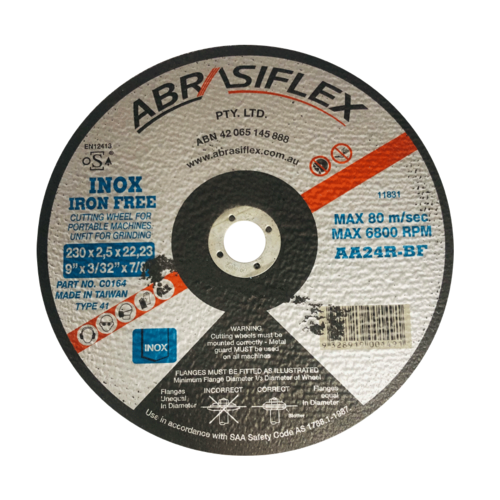Abrasiflex Metal Cutting Wheel - C.O. 230x2.5x22 AA24R I/FREE